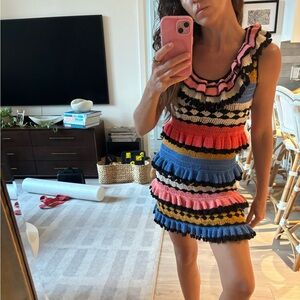 Zimmerman Pom Pom Ruffle Dress